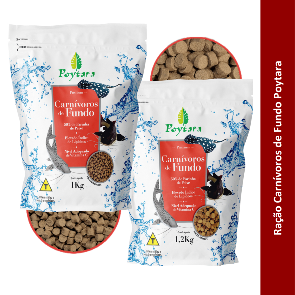 Ração Carnívoros de Fundo Bag Zip Pellets P ou G Poytara