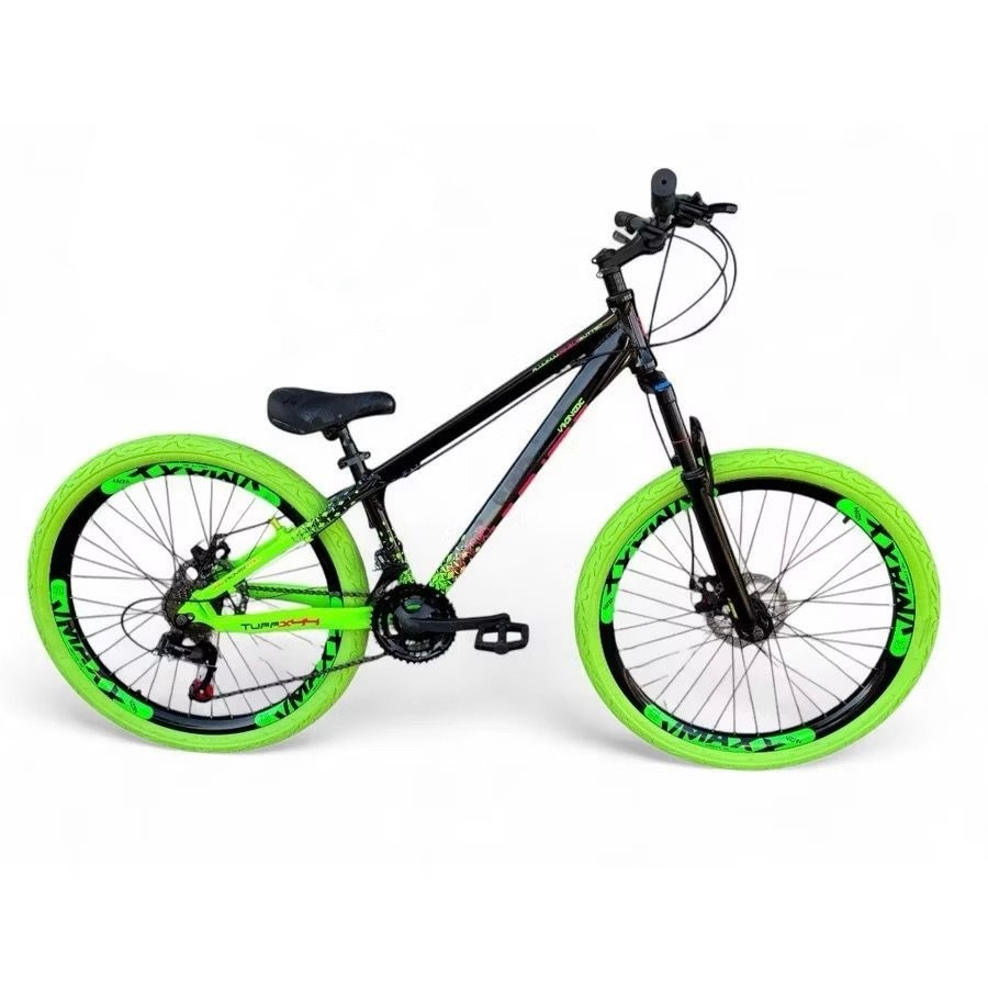 Bicicleta VikingX Tuff44 Câmbios 21V Rodas Vmaxx Pneu Flame Roxo - Preto Verde