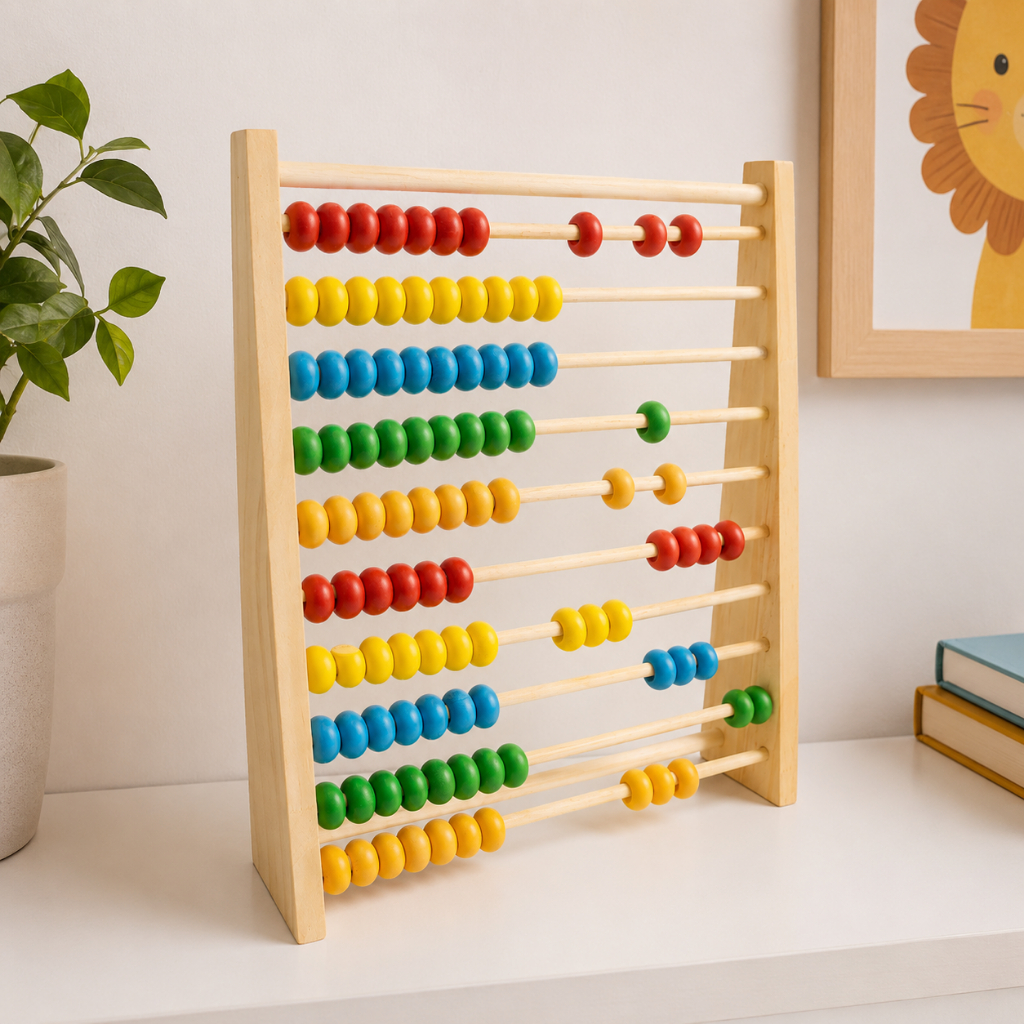 Abaco De Madeira Brinquedo Montessori Educativo Motora Desenvolvimento Matemática Infantil