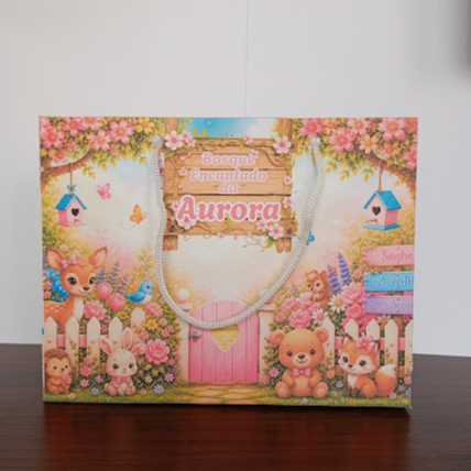 kit Sacolinha Personalizada Bosque encantado | Lembrancinha Aniversário Infantil | Kit 10,20,30 unidades