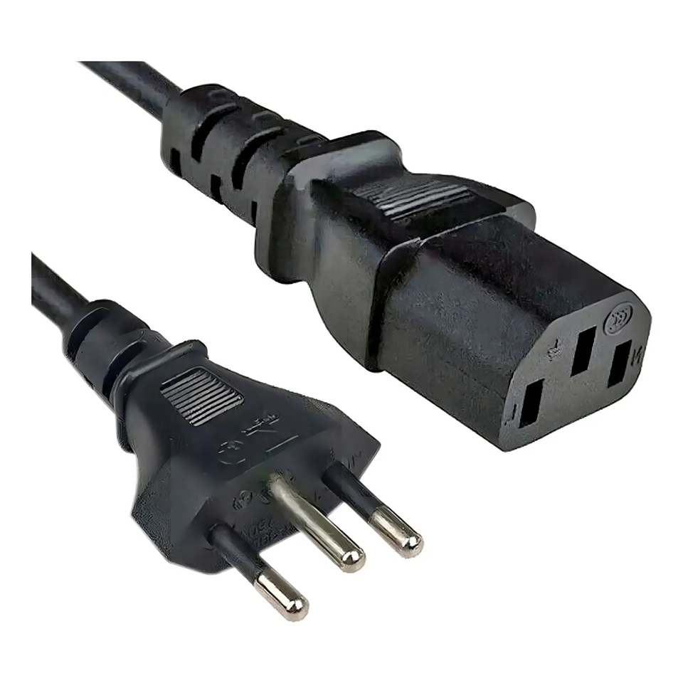 Cabo De Força Tripolar 1.5 Metros ATX Energia PC Impressora Monitor Panela Elétrica Fio Fonte Tomada