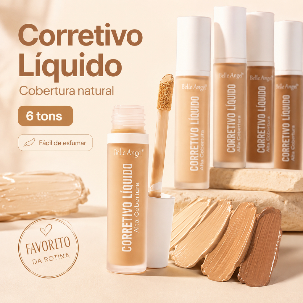 Corretivo Líquido Belle Angel - Cobertura Natural e Aplicação Fácil para um Acabamento Uniforme B100-1