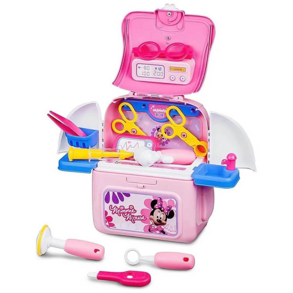 Mochila kit Play Set Minnie Medico Multikids BR1297 Brinquedo Faz de Conta Infantil Presente menina