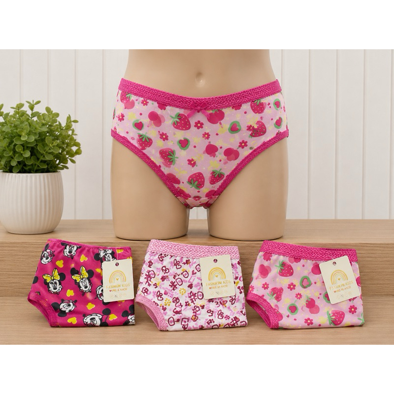 kit 3 Calcinhas Infantil Estampas Sortidas Conforto Dia a Dia com Elasticidade