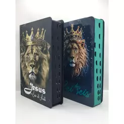 Kit Masculino 2 Bíblias Sagrada Tamanho Grande Capa Dura Com Harpa Palavras de Jesus em Vermelho M2