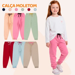Kit 3 ou 5 Calça Moletom Infantil Menina Peluciada Feminino Bebe Inverno Frio com Punho e…