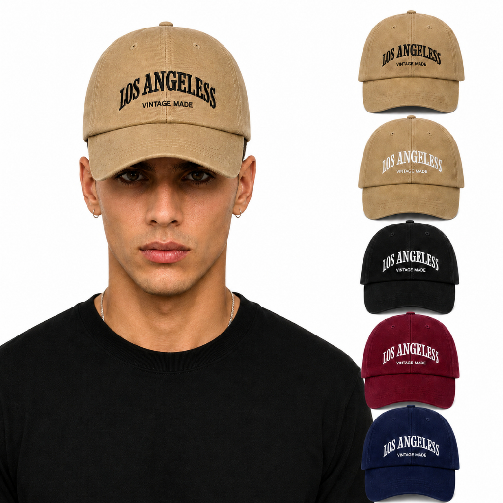 Boné Los Angeles Vintage Aba Curva Bordado Ajustável Algodão Premium