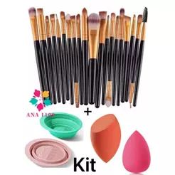ANA 1109 KIT 20 Pcs Pincéis De Maquiagem+2 Tigela para limpeza de pincéis+2 Esponjas