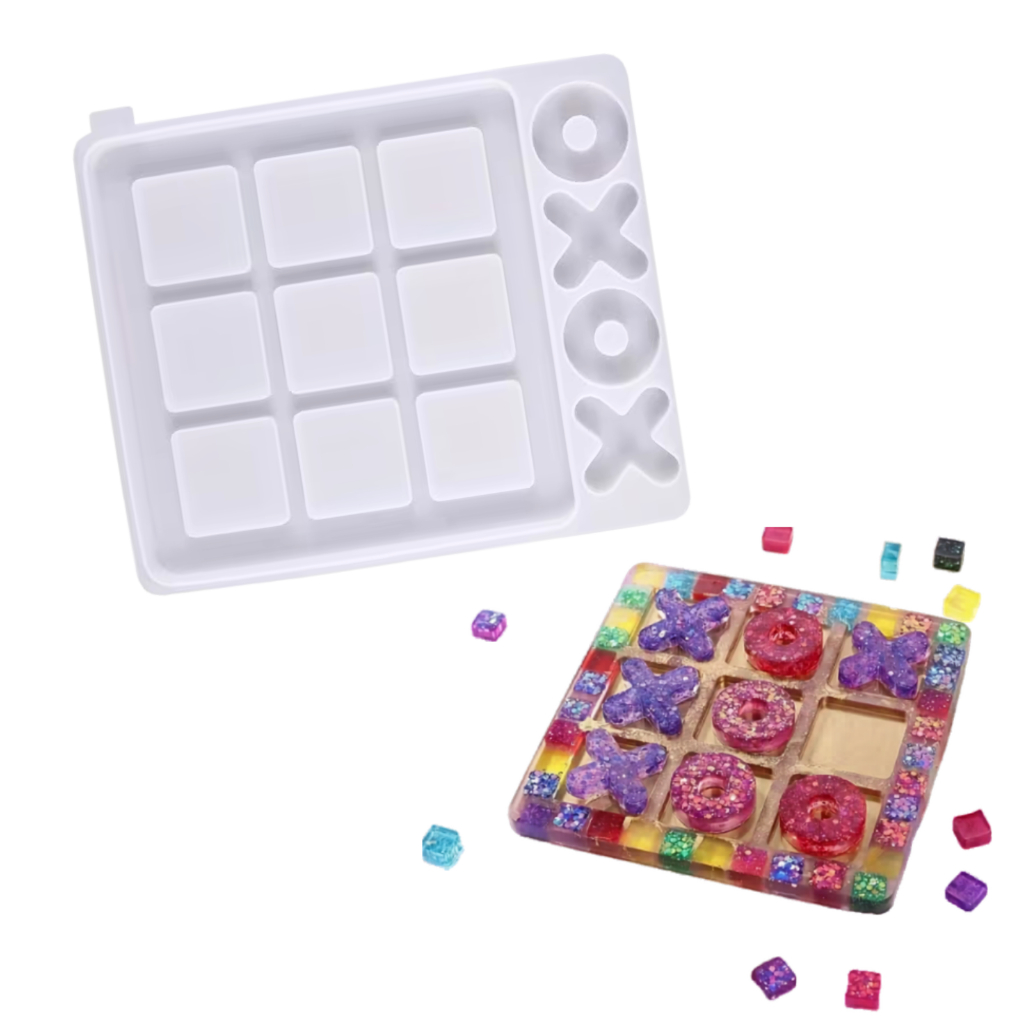Molde de Silicone para Jogo da Velha Gesso Resina Forma para Artesanato Silicone Peças Artesanais
