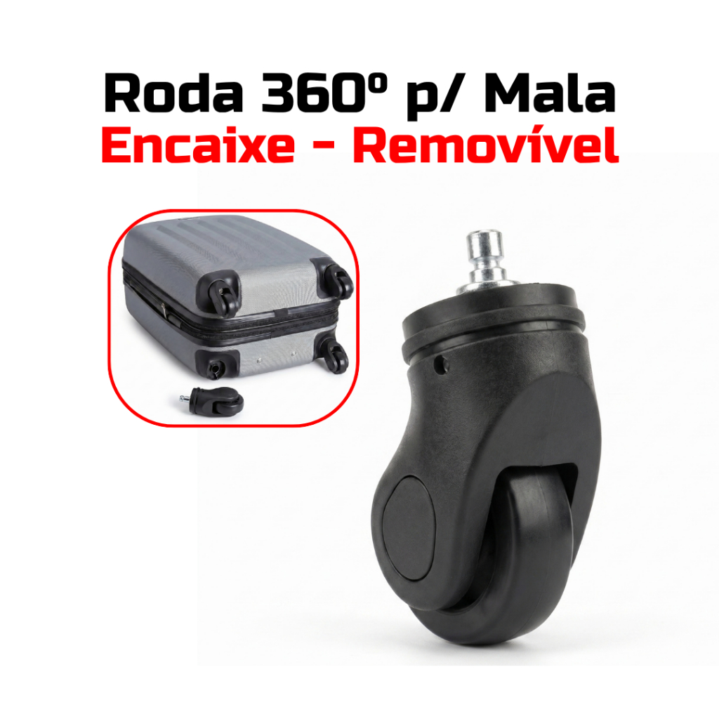 Rodas de Mala Viagem - Rodinhas Giratórias 360 graus -  Substituição Fácil - Servem p/ Várias Malas