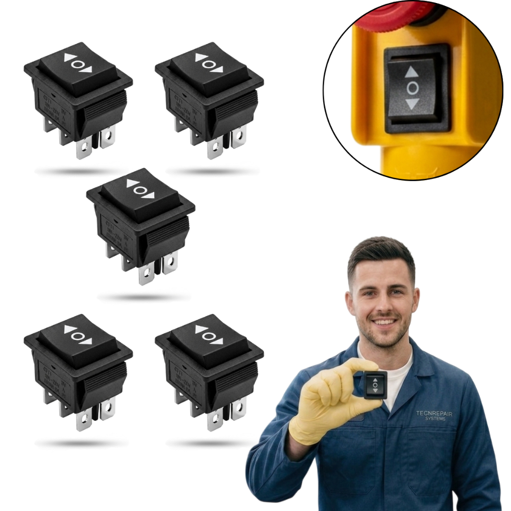 Kit 5 Interruptor Guincho Eletrico Talha Botao Sobe Desce Botão