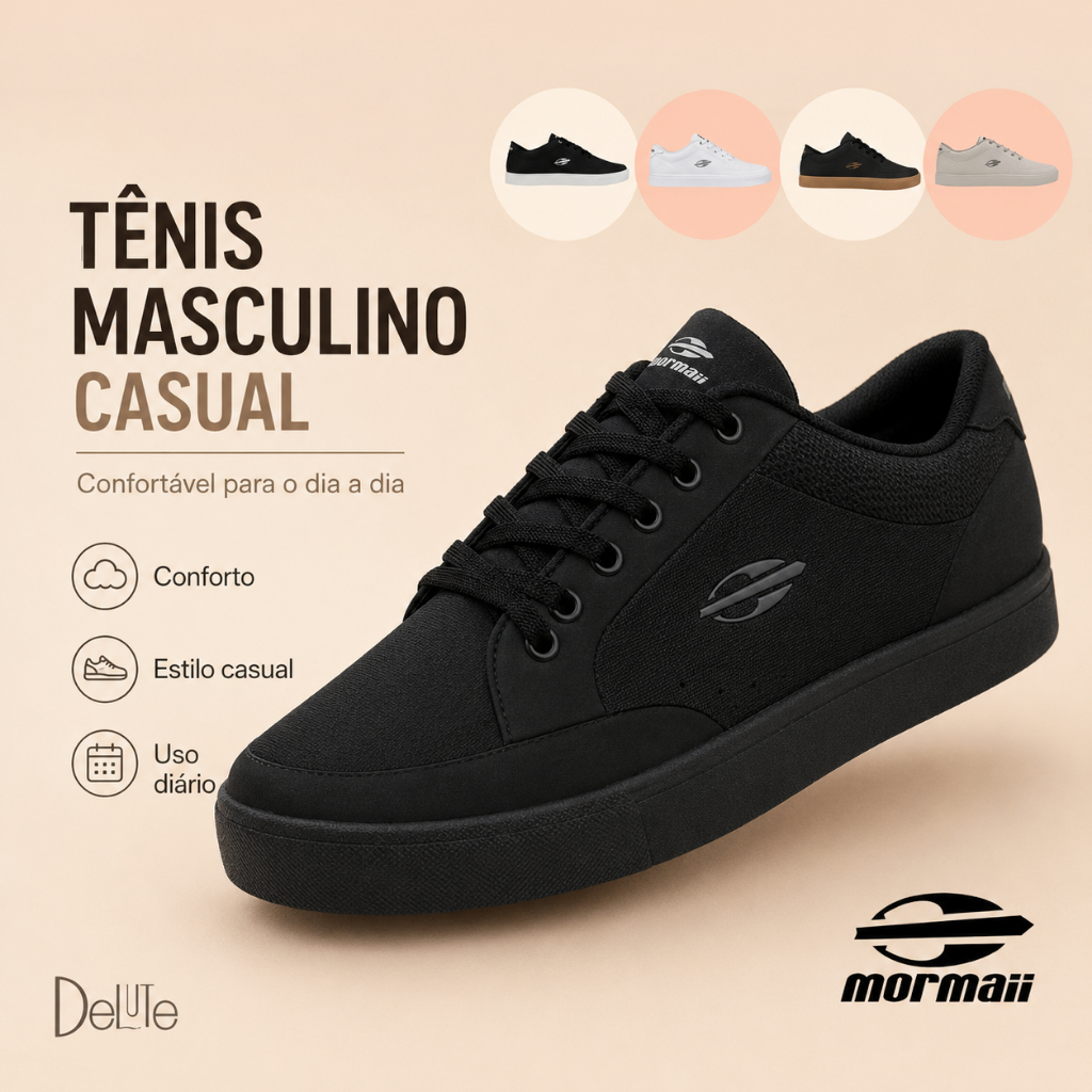 Tênis Mormaii Masculino Casual Laminado Confortável Dia a Dia