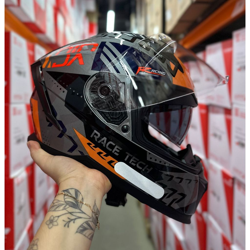 CAPACETE RACE TECH VOLT NINJA PRATA AZUL MASCULINO ORIGINAL COM ÓCULOS SOLAR INTERNO NOVO BARATO TOP