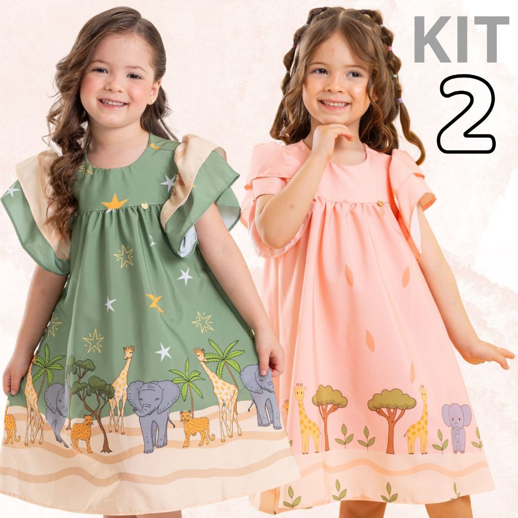 kit 2 Vestido Infantil Menina Premium Luxo Festa Aniversário Presente Blogueirinha Tiktok