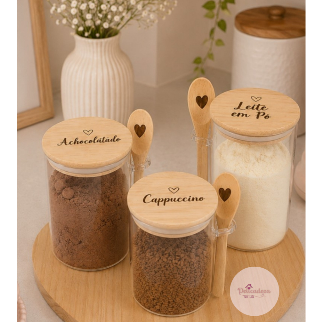 Pote Hermético 550ML - Personalizado para seu Cantinho do Café e Dispensa - ESCOLHA SUA PERSONALIZAÇÃO
