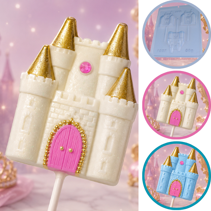 1~10 Forma Simples Pirulito Castelo 1367 - (C6) em Acetato BWB Para Bombom e Doces de Chocolate Páscoa (CHOCO)