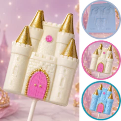1~10 Forma Simples Pirulito Castelo 1367 - (C6) em Acetato BWB Para Bombom e Doces de Chocolate Páscoa (CHOCO)
