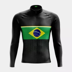 Camisa Ciclismo Brasil Blusa de Ciclistas Masculina Manga Longa Equipe