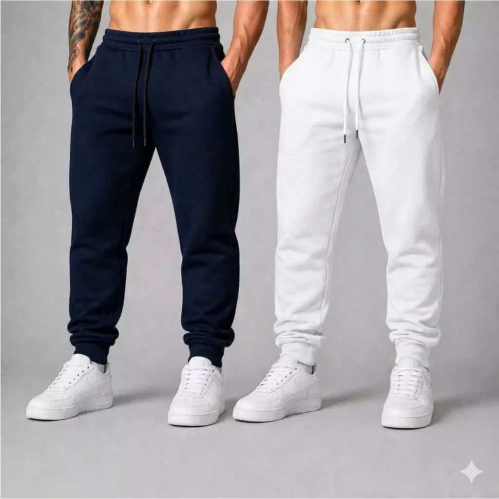 kit 2 Calça Jogger Masculina Moletom Confortável Quente Flanelada Estilo Casual Cordão Ajustável Lisa