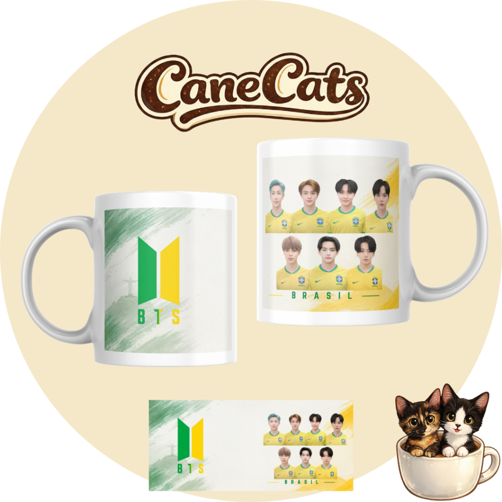 Canecas Personalizadas BTS seleção Brasileira | 325ml