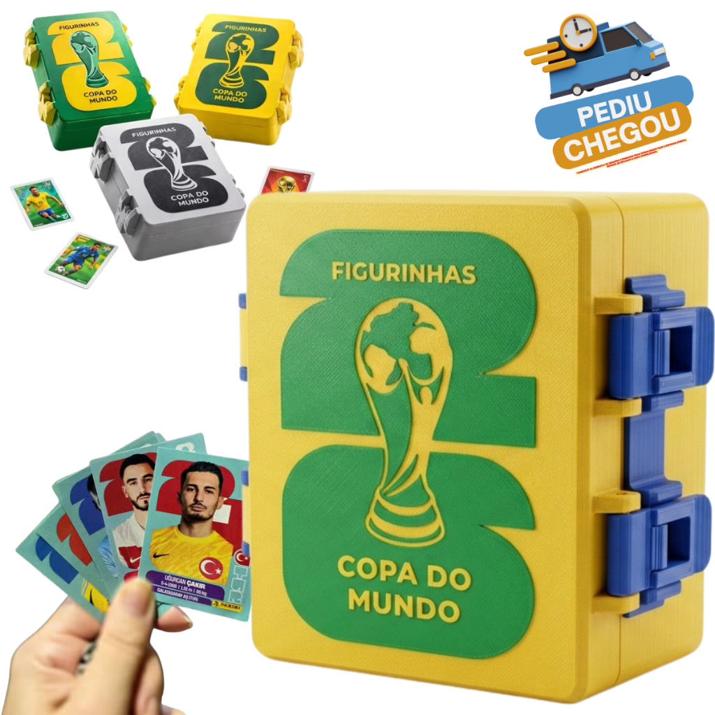 Caixa Porta Figurinhas Copa Do Mundo 2026 Organizador Futebol 2 Divisória Premium Estojo Case