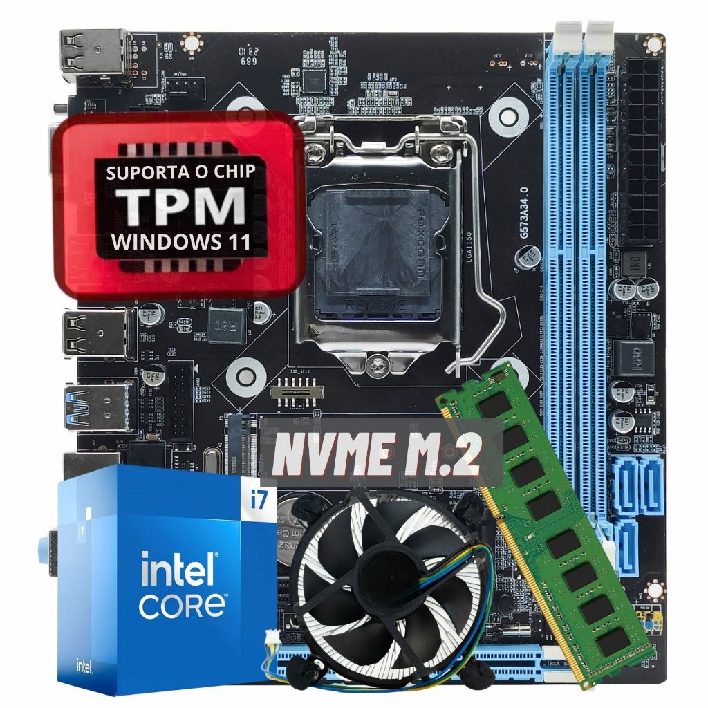 Kit I7 4790 Gamer Memória 8gb 16gb Ram Rede Gigalan Usb 3.0 Upgrade Placa Mãe H81 NVME M2 e Cooler