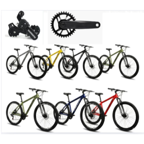 Bicicleta Nero 5 Aro 29 Aluminio Shimano 7v Suspensão Freio Disco Pedivela Coroa Unica MTB