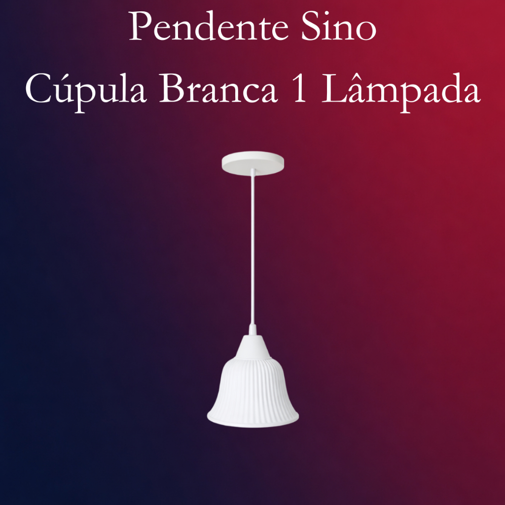 Pendente Sino 1 Lampada Cúpula Colorida Soquete E27 Bivolt Plástico Branco Preto Cobre Dourado Marrom Sala Cozinha Quart