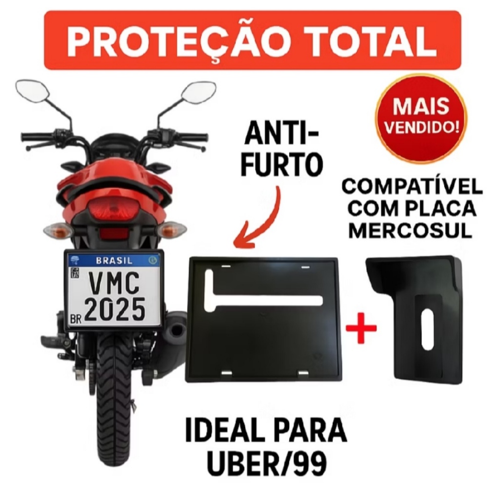 Suporte Protetor Placa e Case Suporte Celular Moto Motocicleta