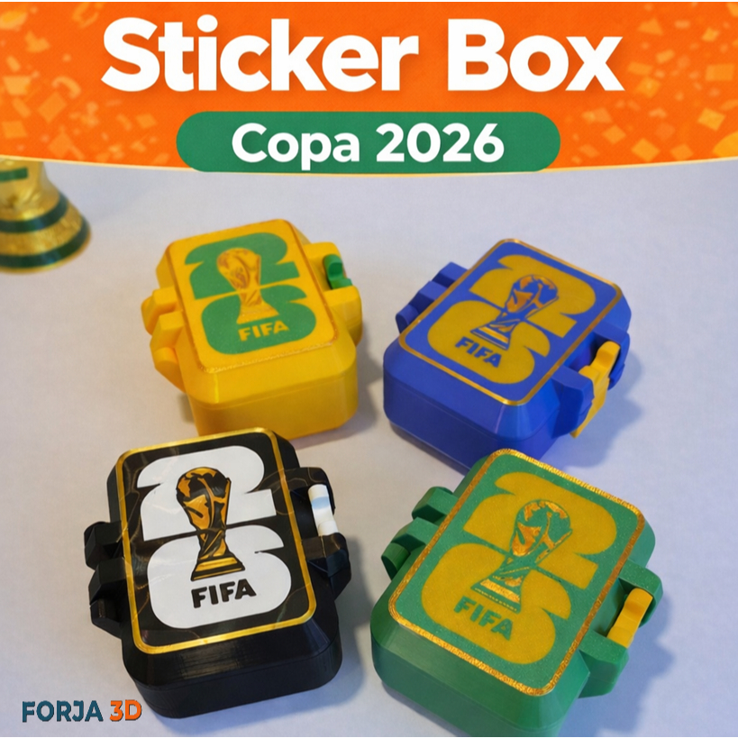 "Sticker BOX" - Caixa porta figurinhas da COPA do mundo - 250 Figurinhas album colecionador -  6 cores