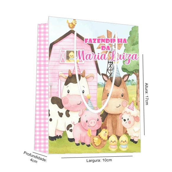 Sacolinha Fazendinha Personalizada para Aniversário/ Lembrancinha Festa Infantil / Qualquer nome e idade