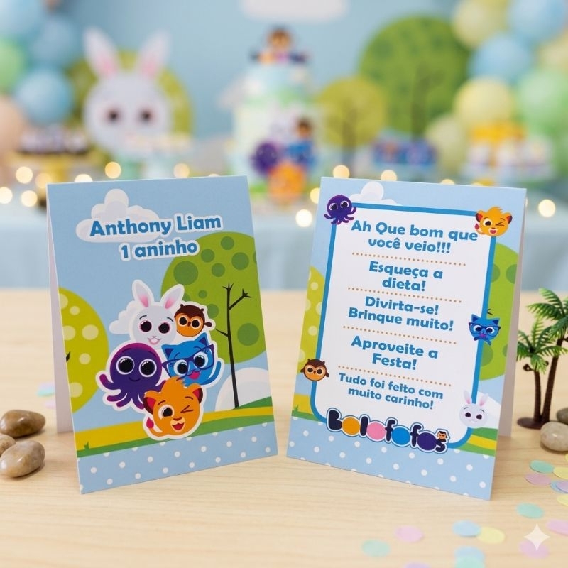 Kit Plaquinha de Agradecimento Bolofofos Azul - Personalizados- Lembrancinha- Festa - Aniversário- Decoração