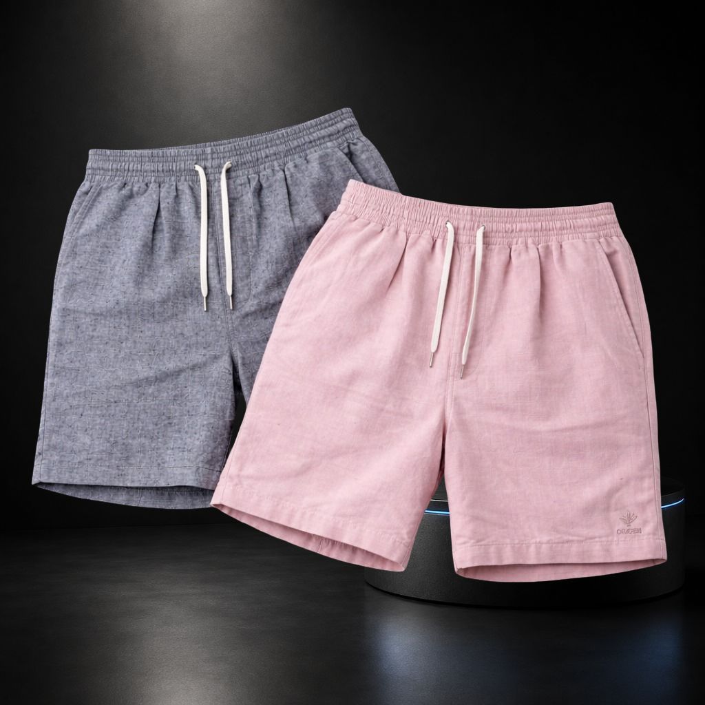 Bermuda Masculina de Linho com Elastano - Conforto Praiano em Kit 2 Peças | MA Magazine