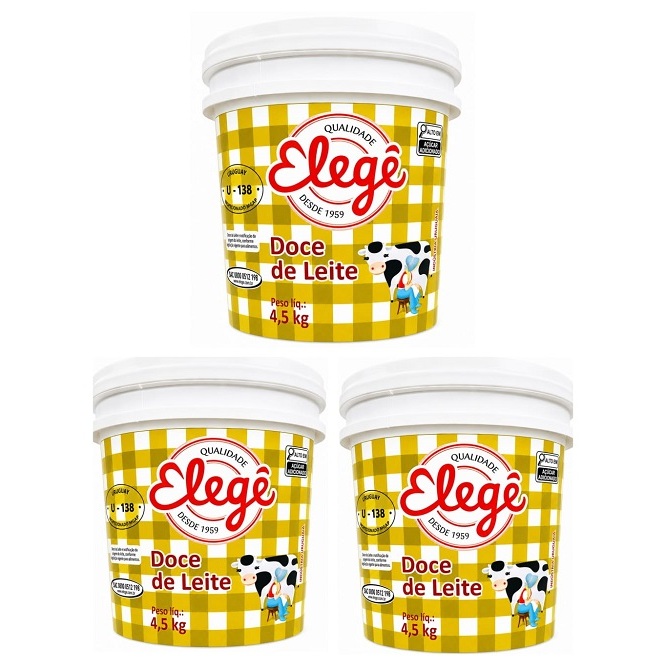 Doce de Leite Elegê Balde 4,5 kg - 3 Unidades