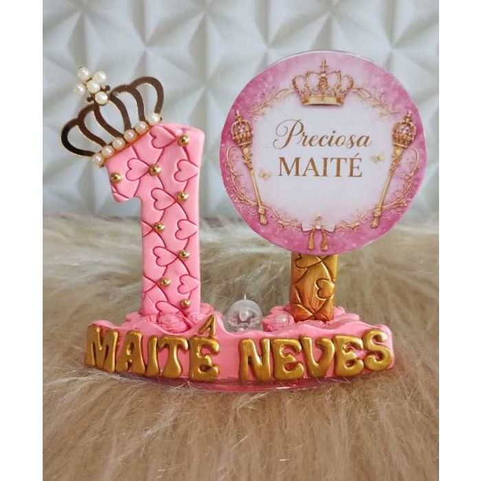 Vela de aniversário cenário personalizada de biscuit PRINCESA/REALEZA /topo de bolo cenário PRINCESA