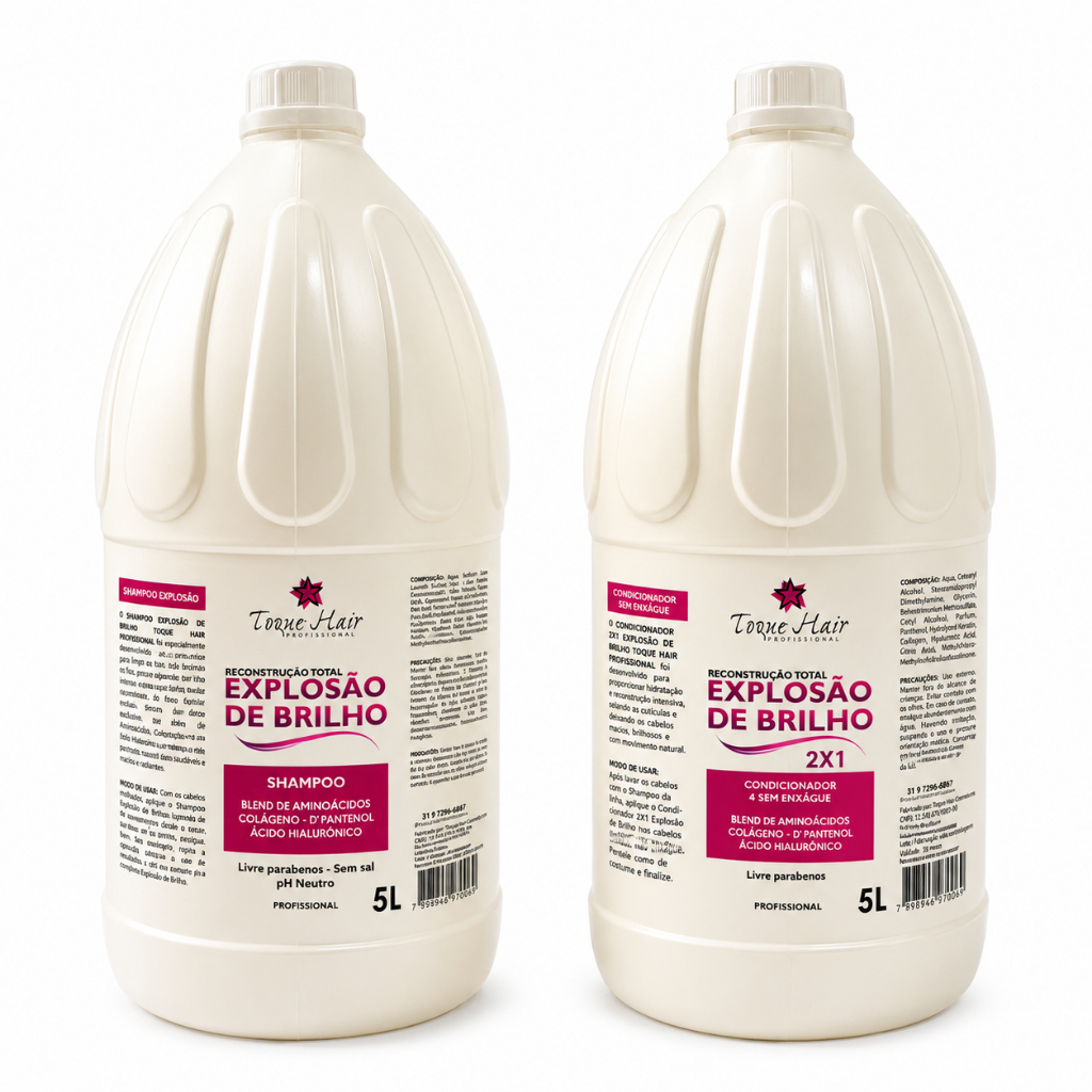 Kit Shampoo + Condicionador 5l Profissional pra Lavatório Explosão de Brilho Blend de Aminoácidos