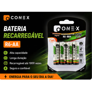 Kit 4 Pilhas Recarregáveis AAA/AA ONEX | Alta Durabilidade Ni-MH | Ideal para Controle, Brinquedos, Câmera e Lanter