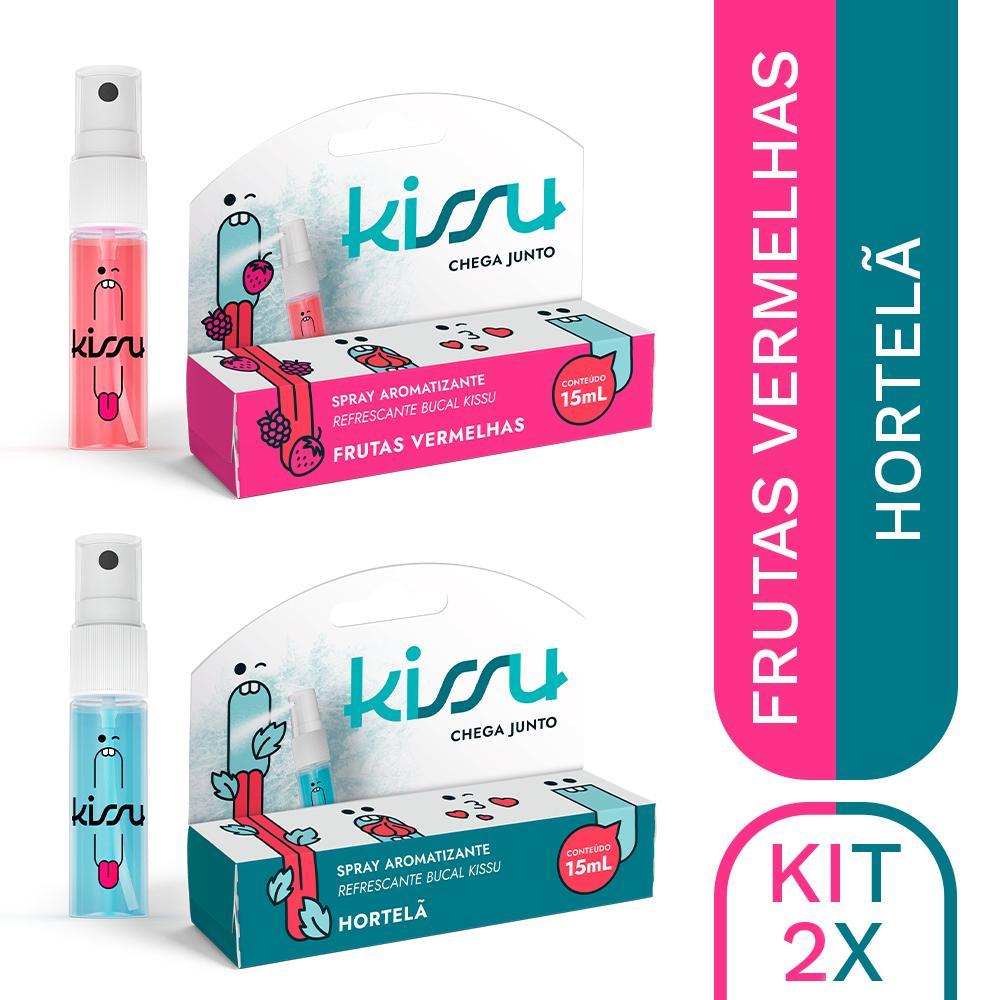Kit 2 Spray Bucal Kissu – Hortelã + Frutas Vermelhas (15ml cada)