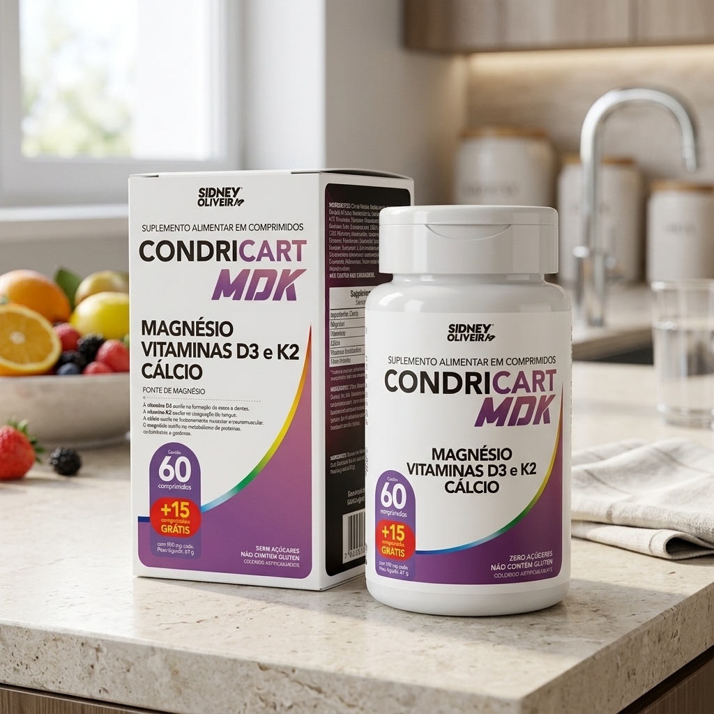 Cálcio Condricart MDK Magnésio + Vitamina D3 K2 + C/75 Comprimidos Premium