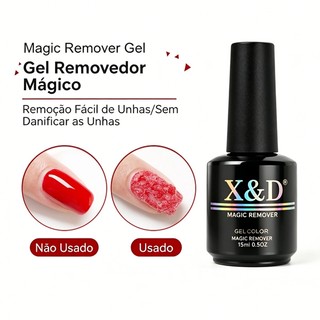 Removedor Mágico de Esmalte em Gel X&D 15ml - Fórmula Suave, Sem Secar as Unhas