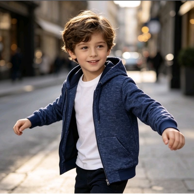 MOLETOM COM CAPUZ ZIPPER INFANTIL FRANELADO UNISSEX