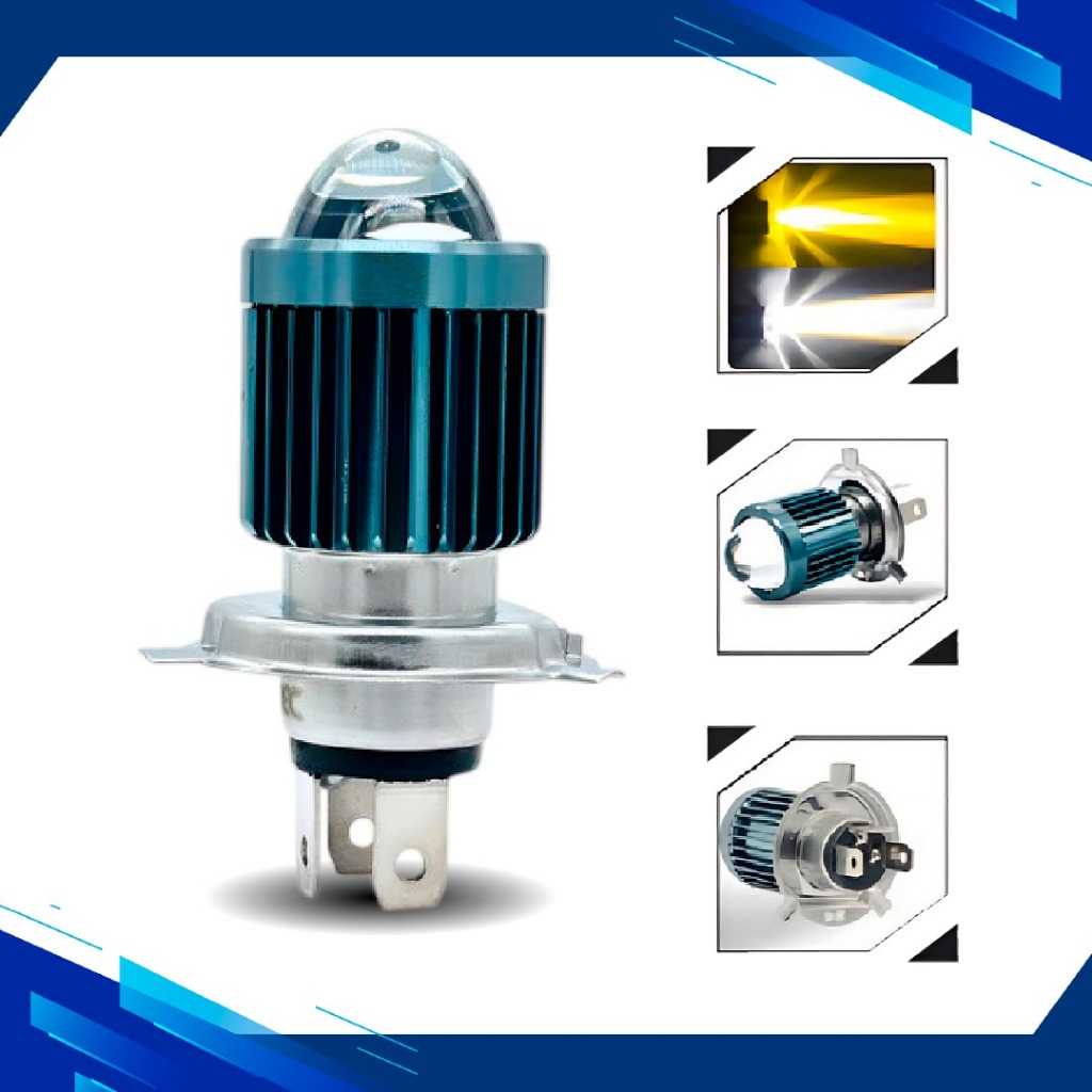 Lâmpada De Led H4 Moto Farol Alto BRANCO  E Baixo AMARELO 6500k 1500 Lúmens OLHO DE PEIXE