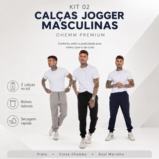 Kit 2 Calças Jogger Masculinas Com Elastano E Bolsos