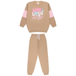 Conjunto Moletom Menina Juvenil Infantil Moda Peluciado Calça e Casaco Moletom Modinha 10-12-14 anos