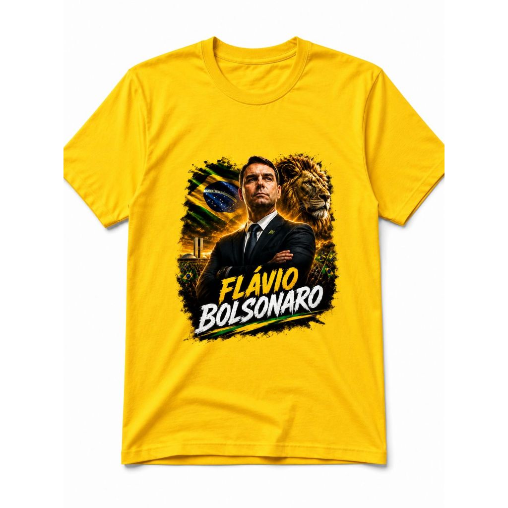 Camiseta Flávio Bolsonaro Camisa Algodão Casual Simples Imagem Forte