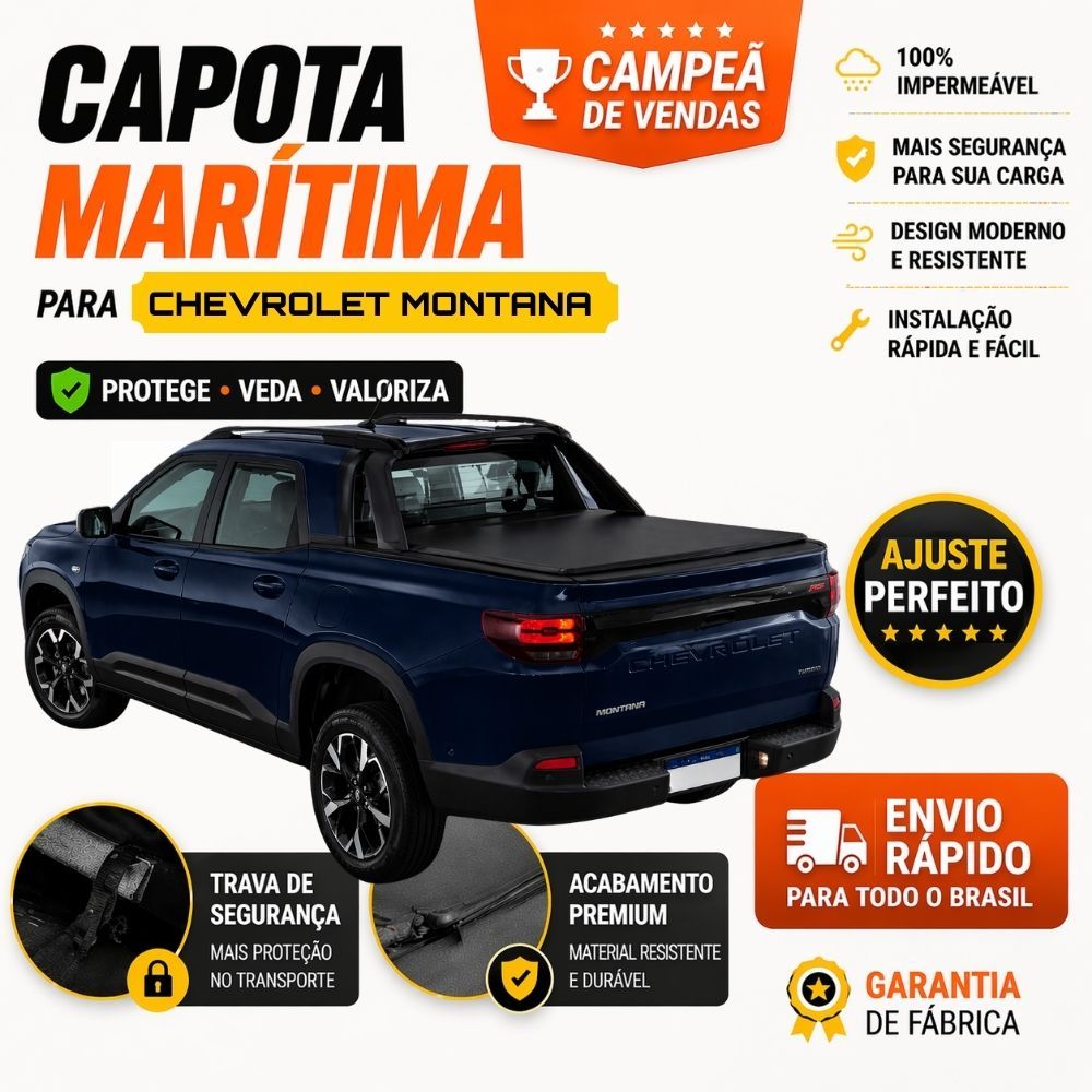 Capota Super Premium Montana 2023 a 2026 - Para Todas Versões - Encaixe Perfeito, Impermeável + Trek