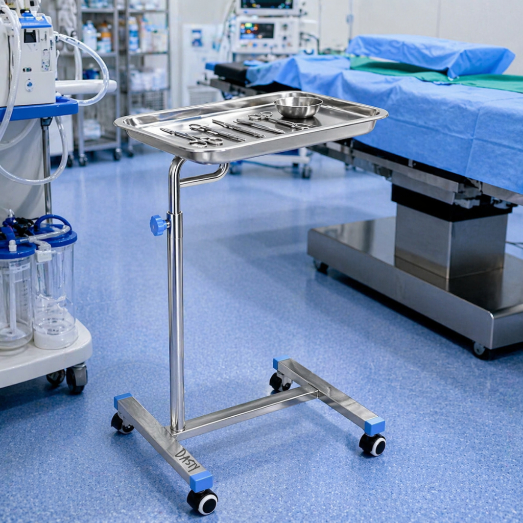 Mesa De Apoio Inox Móvel Ajustável Cirurgica Dentista
