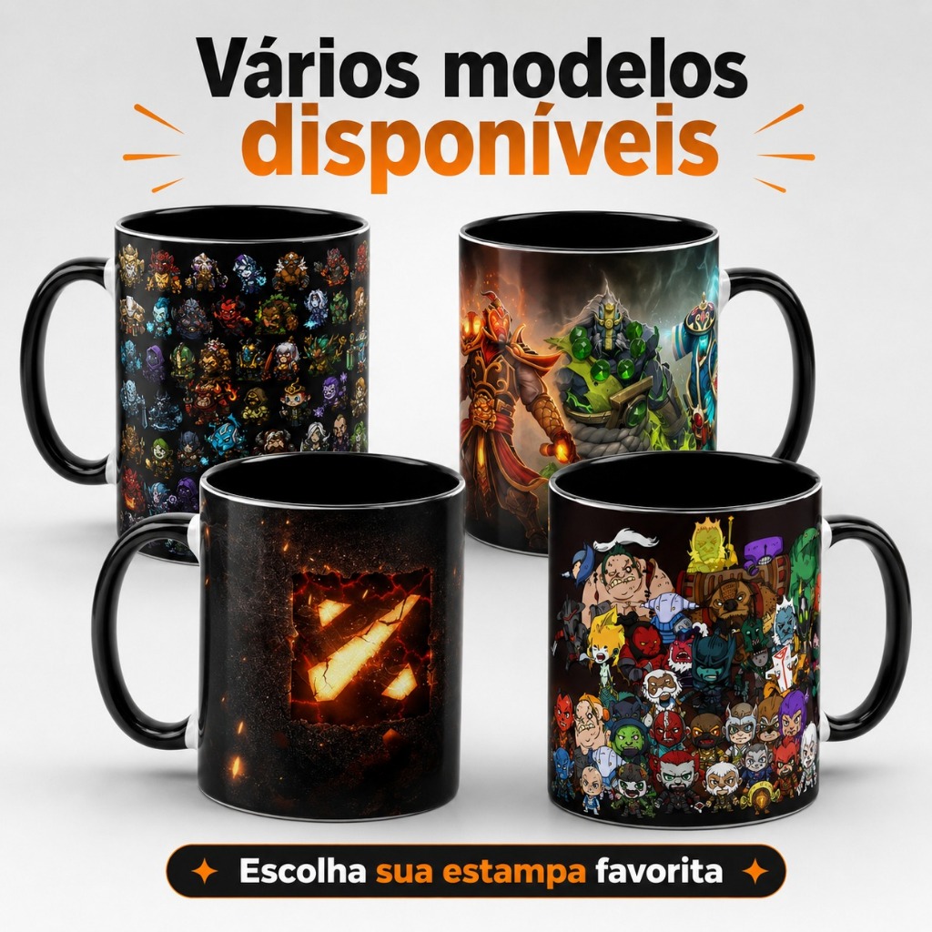 Caneca Dota 2 Gamer Geek 325ml Cerâmica Vários Modelos
