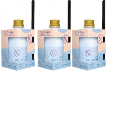 Kit 3 Aromatizador Ambiente 250ml Varetas BE Orvalho Difusor Cheiroso Casa