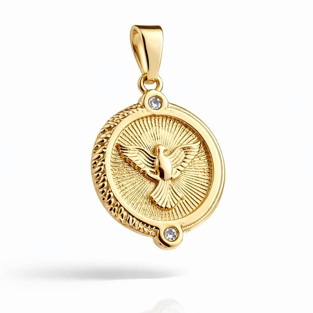 Pingente Divino Espírito Santo Folheado a Ouro 18k Couti